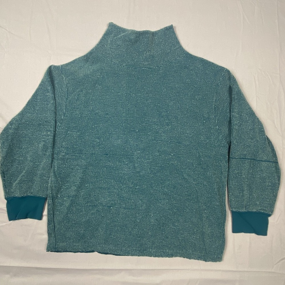 Nike Yoga Therma Fit Sweatshirt Women Small Teal Luxe Texture Cowl Neck Pullover
